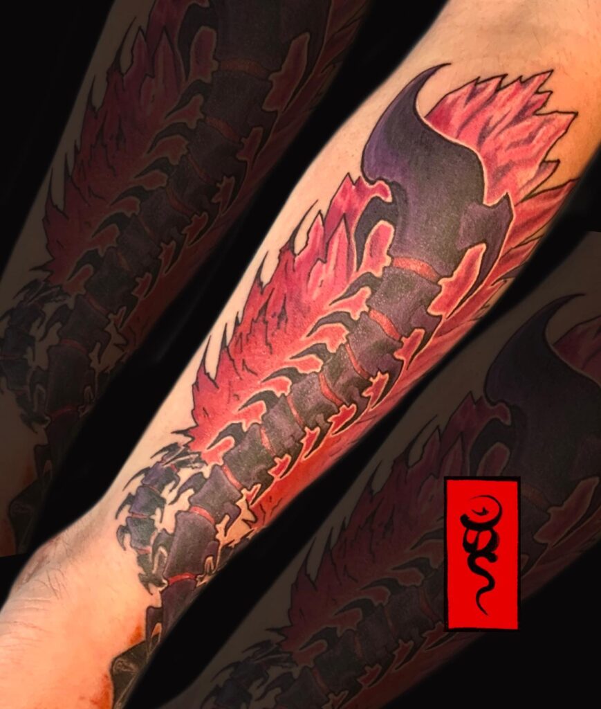 Colourful tokyo ghoul tattoo for men and women
