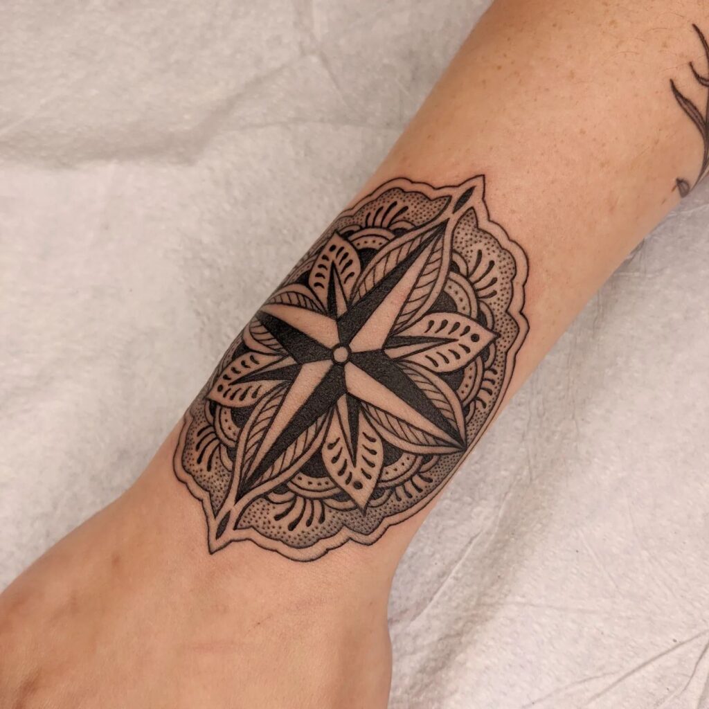 Compass mandala wristband tattoo a fusion of direction and spirituality