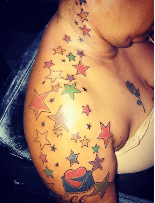 Constellation of Different Color Stars and C Tattoo Constellation of Different Color Stars and C Tattoo