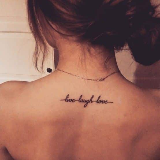 Cool Live Laugh Love Lower Neck Tattoo for Female