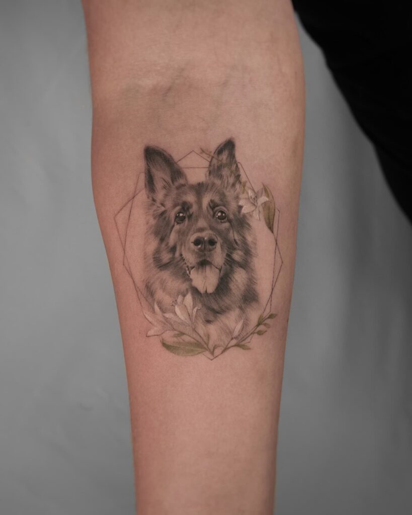 Cool inner arm german shepherd portrait for girls artistic expression