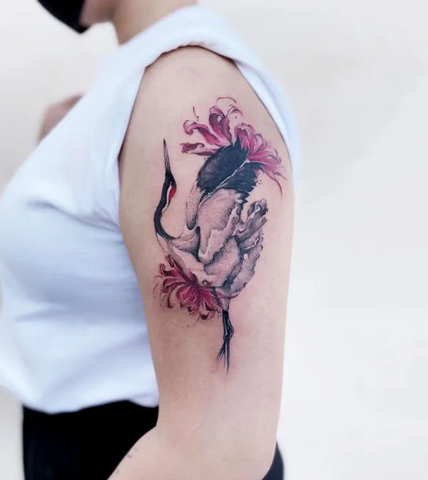 Crane Spider Lily Tattoo