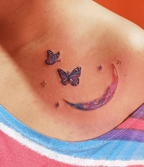 Crescent Moon With Butterfly and Star Tattoo Crescent Moon With Butterfly and Star Tattoo