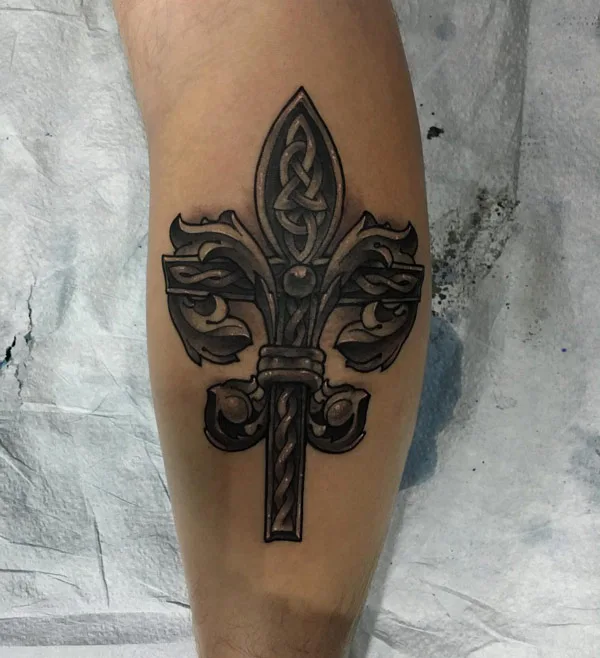 Cross Calf Tattoo 1
