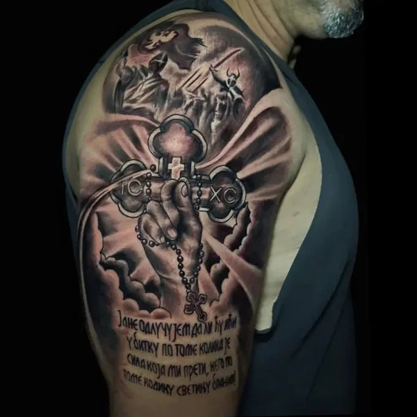 Cross Shoulder Tattoo 1