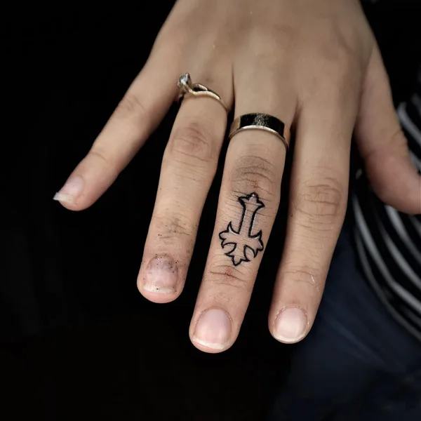 Cross Tattoo on Finger 1