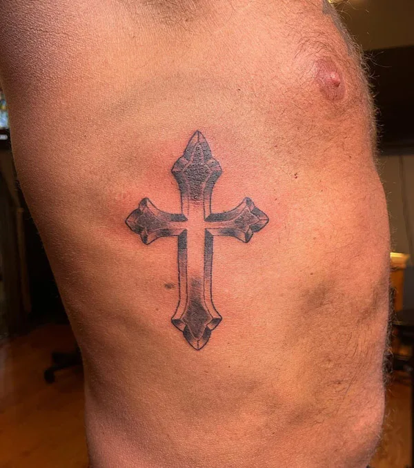Cross Tattoo on Ribs