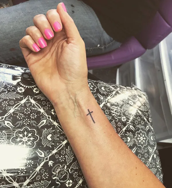 Cross Tattoo on Wrist 2