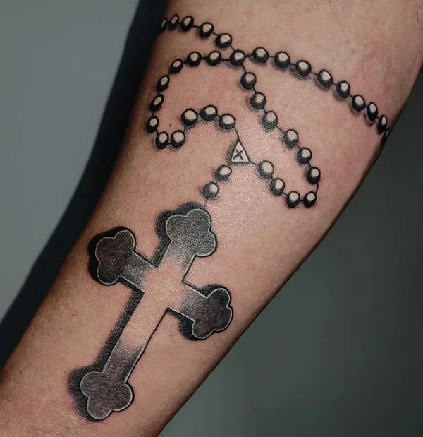 Cross With Rosary Tattoo 1