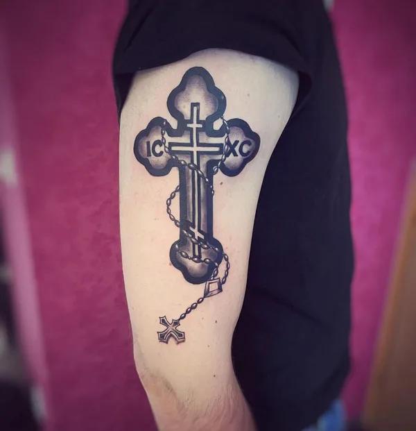 Cross With Rosary Tattoo 3