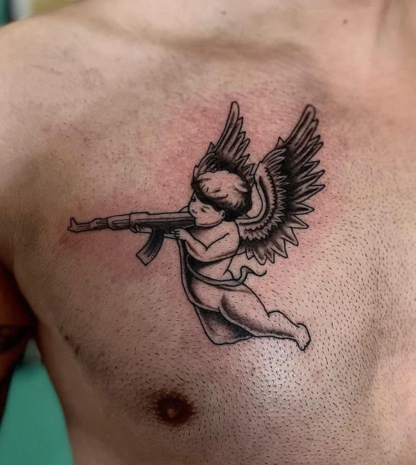 Cupid with Gun Tattoo 2