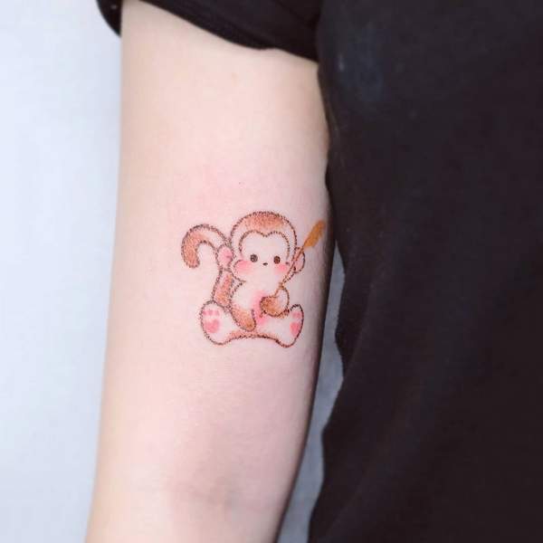 Cute Monkey Tattoo 1