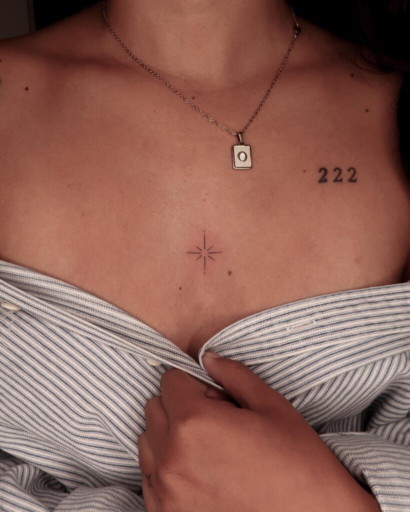 Cute Collarbone 222 Tattoo for Women, a Subtle Yet Striking Mark: Collarbone Beauty 