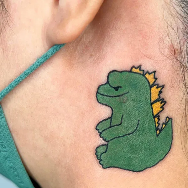 Cute godzilla tattoo