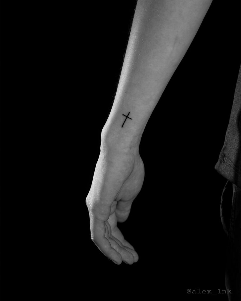 Cute outer simple cross tattoo designs wrist