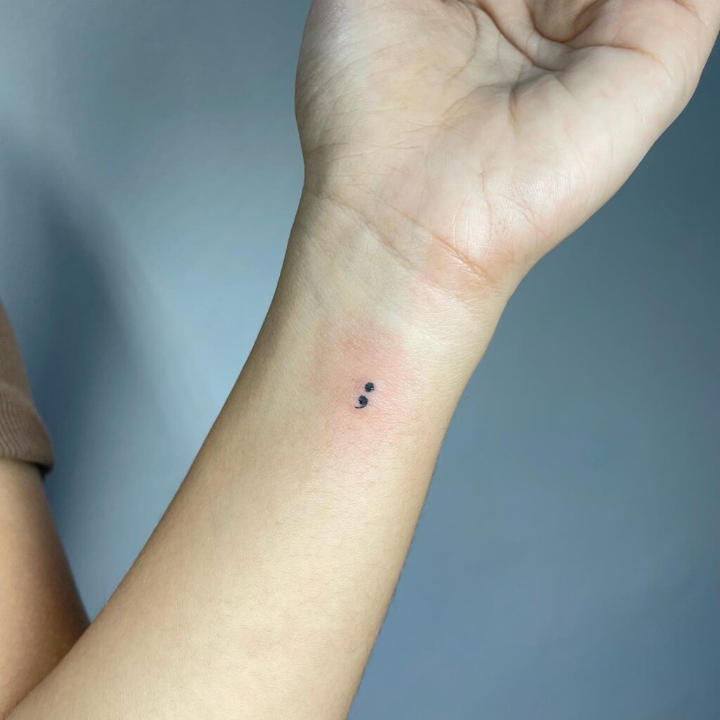 Cute Small Semicolon Tattoo for a Subtle Touch: Inner Wrist Whispers