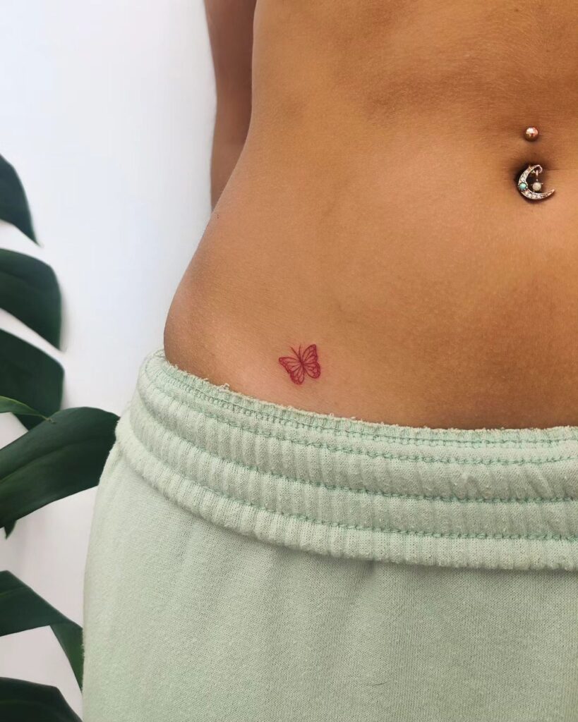 Cutest Little Hip Butterfly Tattoo for Girls, a Charming Dance of Wings: Whimsical Flutter