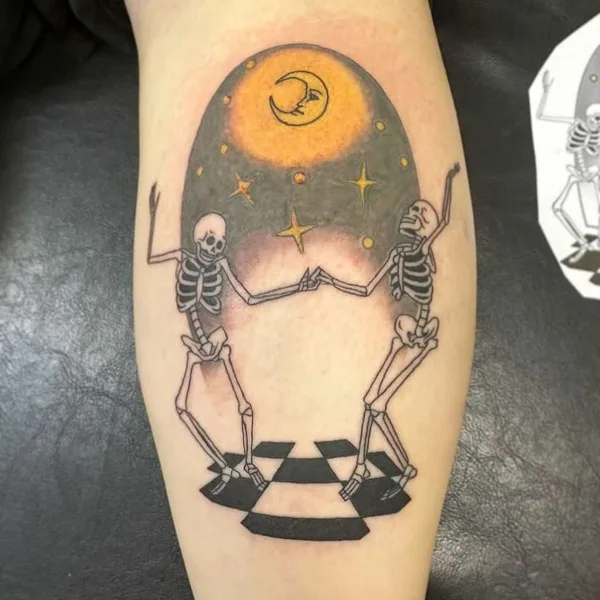 Dancing Skeleton Tattoo 3