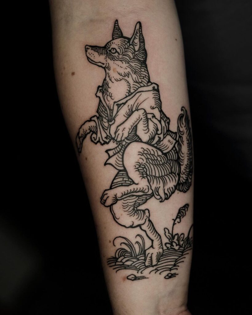 Dancing fox on the inner forearm a playful and lively design