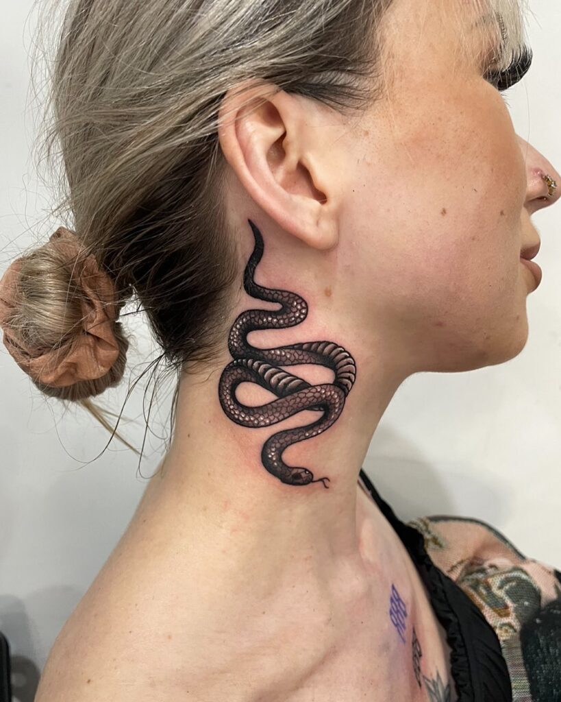 Daring choices snake side neck tattoos for a bold look