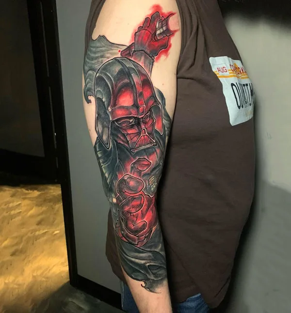 Darth vader tattoo on sleeve
