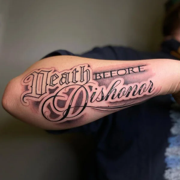 Death before dishonor forearm tattoo