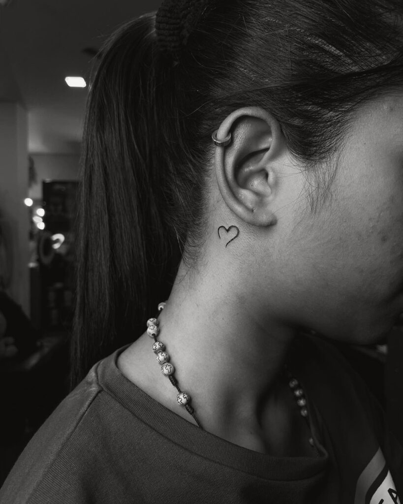 Delicate Love Heart Neck Tattoo for Women