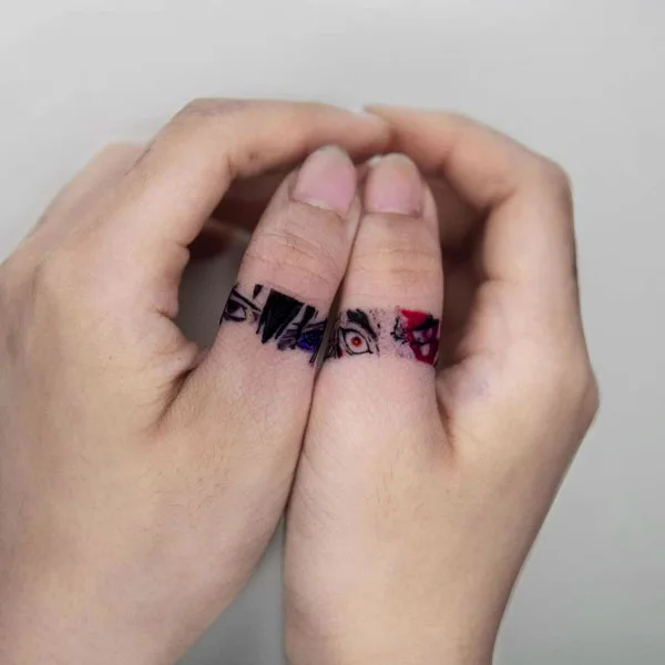 Demon slayer finger tattoo