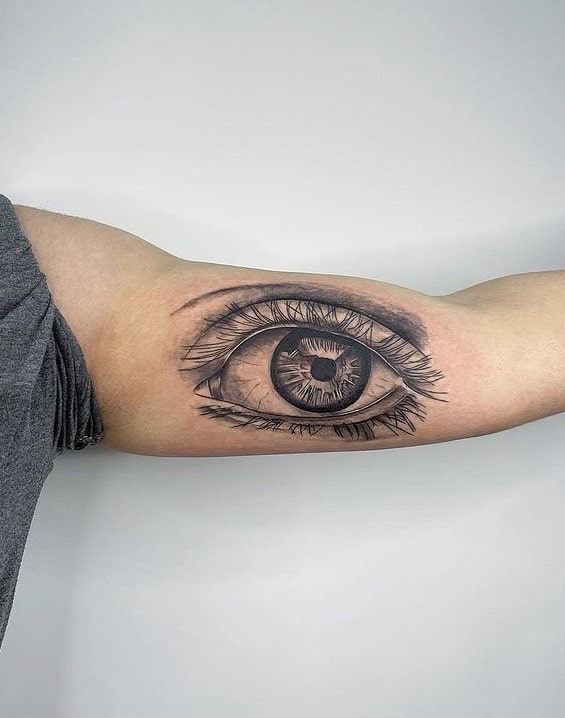 Detailed Big Eye Tattoo Making a Statement: Bicep Gaze
