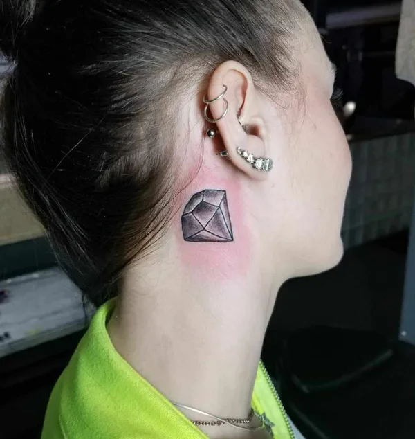 Diamond Behind the Ear Tattoo 1