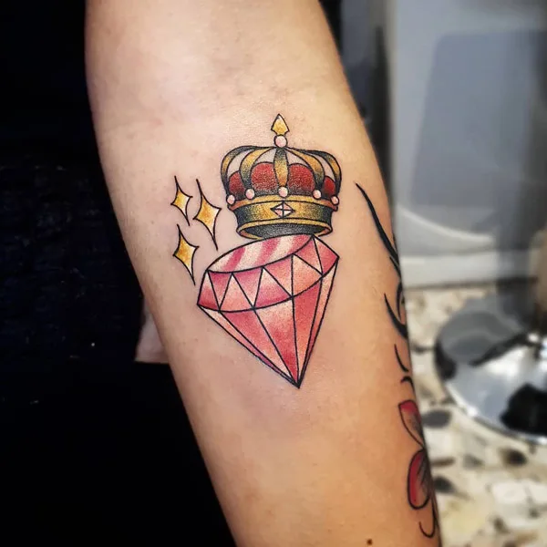 Diamond with Crown Tattoo 1