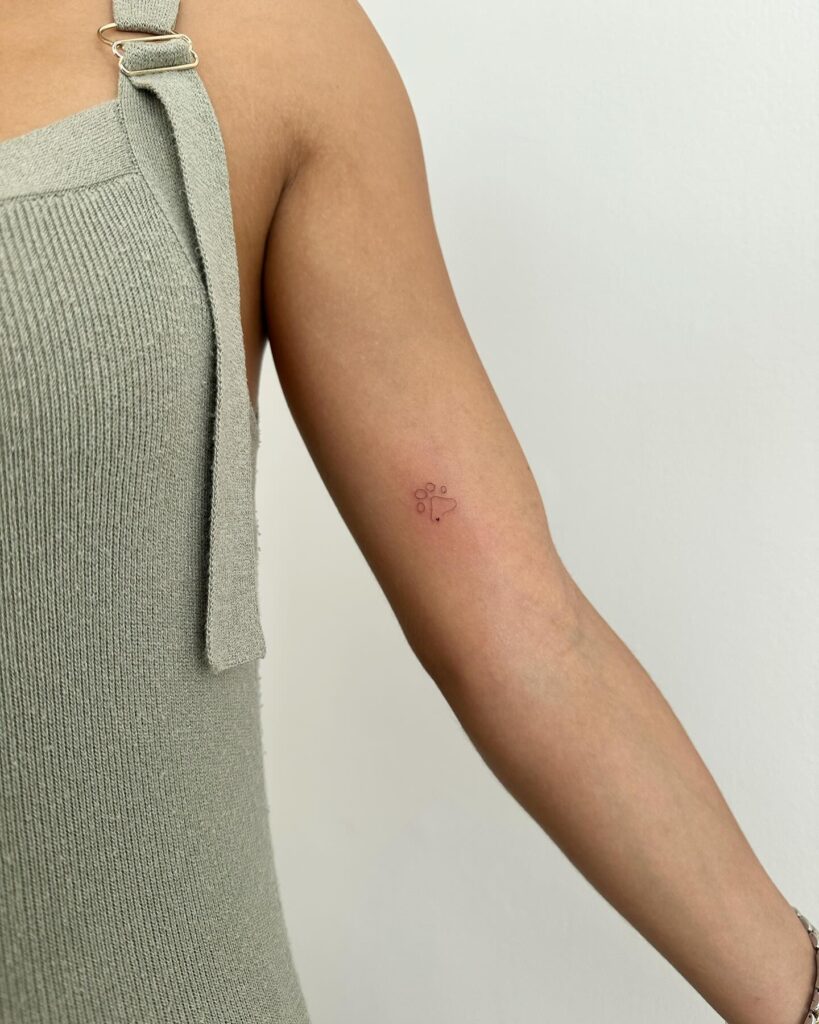 Dog Paw Print with a Mini Heart, Inner Arm Tattoo: Tiny Paw Chronicles
