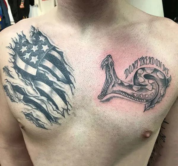 Don't tread on me chest tattoo