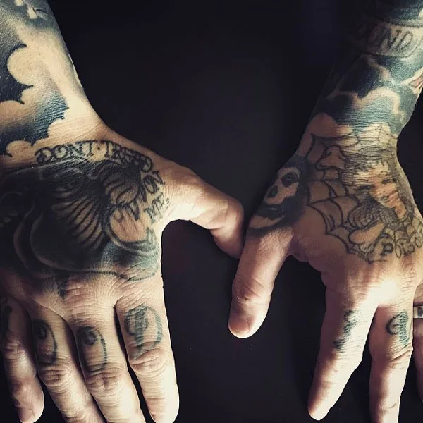 Don't tread on me hand tattoo
