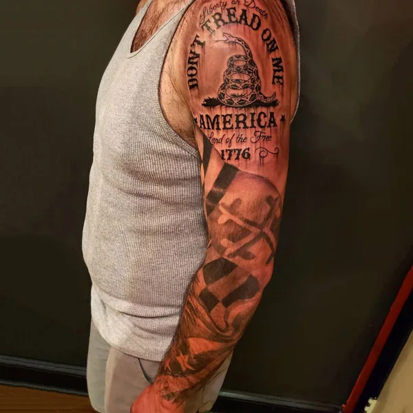 Don't tread on me sleeve tattoo