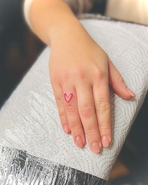 Double Heart Tattoo Design for Ring Finger