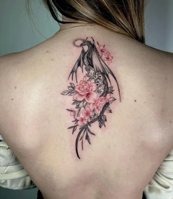 Dragon Flower back tattoo