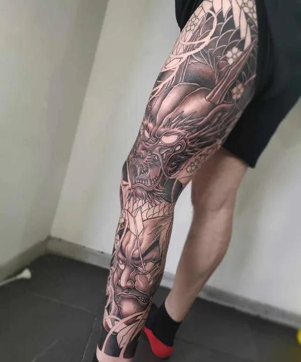 Dragon Leg Sleeve Tattoo 1