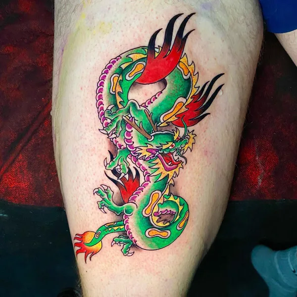 Dragon tattoo on thigh 17