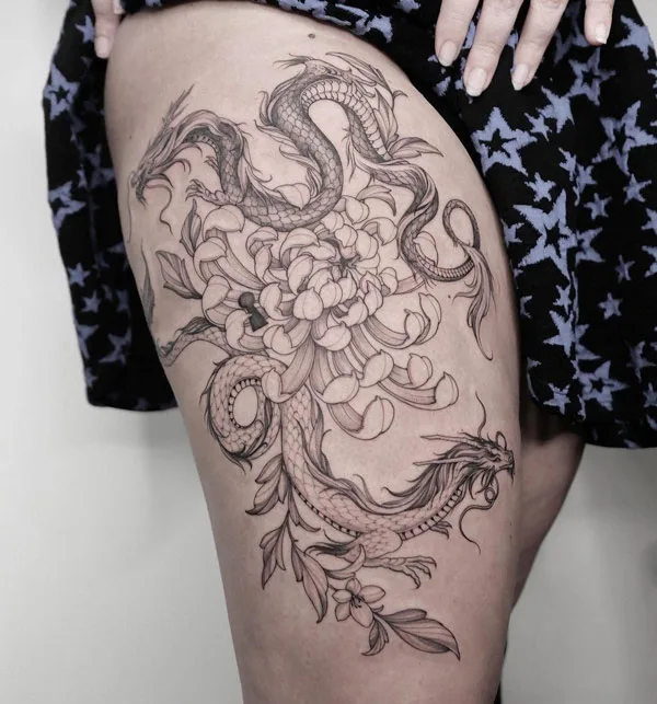 Dragon tattoo on thigh 18