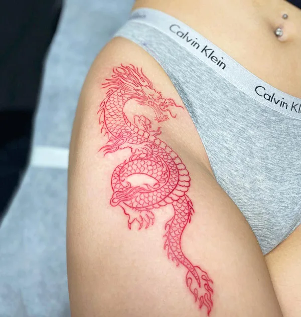Dragon tattoo on thigh 24