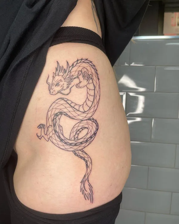 Dragon tattoo on thigh 27
