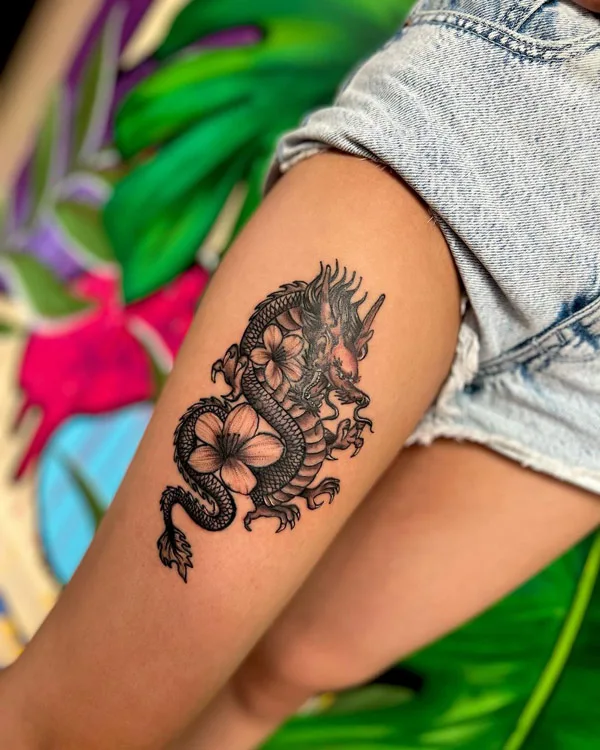 Dragon tattoo on thigh 33