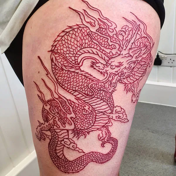 Dragon tattoo on thigh 39