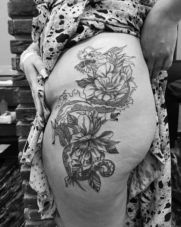 Dragon tattoo on thigh 41