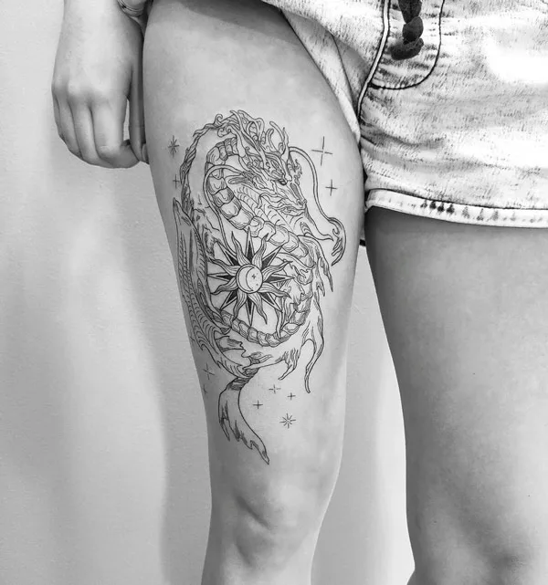 Dragon tattoo on thigh 47