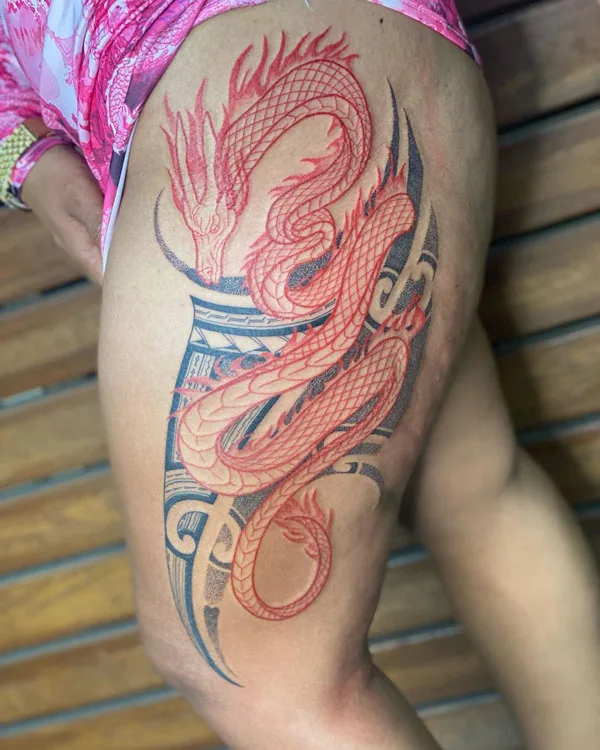 Dragon tattoo on thigh 54