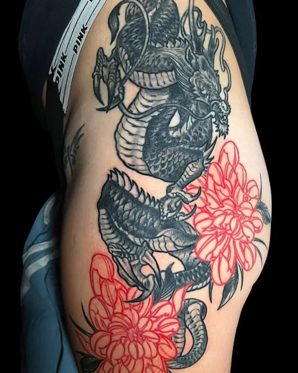 Dragon tattoo on thigh 55