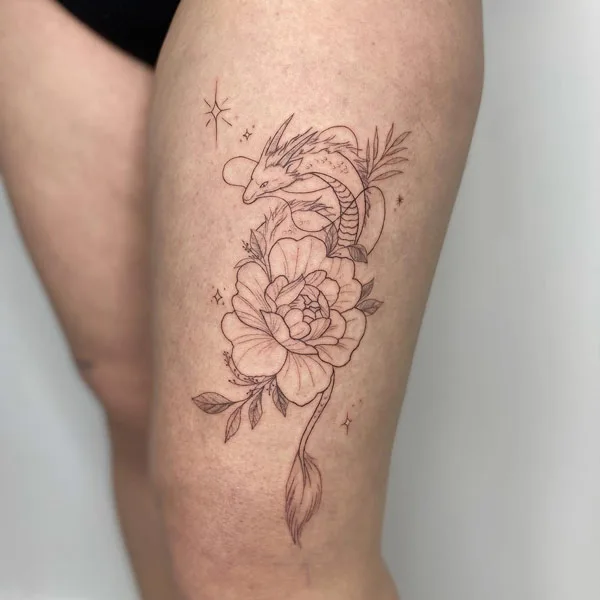 Dragon tattoo on thigh 56