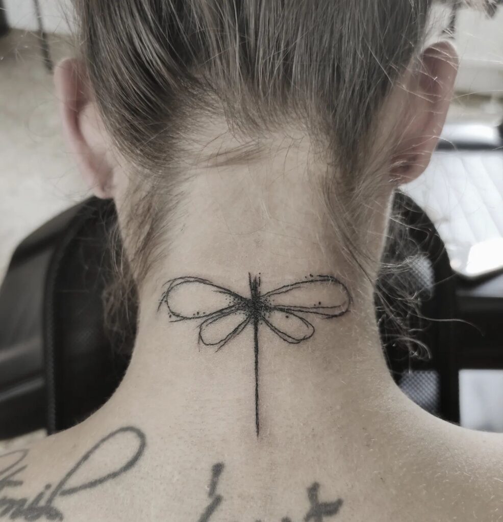 Dragonfly Tattoo Design on the Back of the Neck